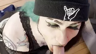 Hot Goth Femboy Sucking Cock POV