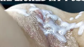Licked my pussy and cumming my pussy!