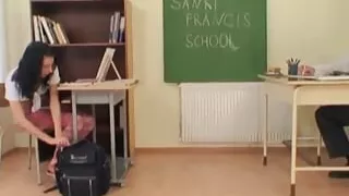 Schoolgirl fucks oldie in detention