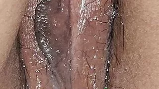 Playing with my vibrator up close wet pussy