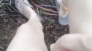 Playing with my wet pussy even using vibrators all over a public park