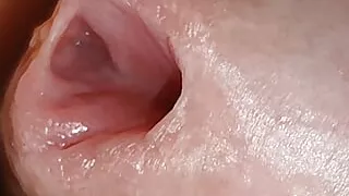 Daddy lubricating the cock hole with gear oil.