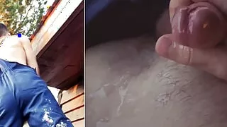 Real BUILDER relaxing in the evening after work