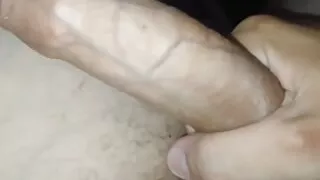 Boy having fun with his friend's cum on his body.