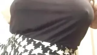 A nude girl in skirt