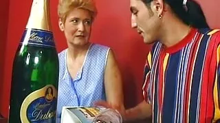 Mature blonde German sprayed with jizz in the club