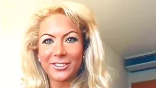 Blonde German MILF masturbates with a banana