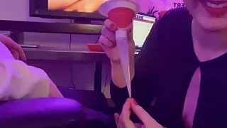 Collecting Cum in a Condom for My Sissy Slut