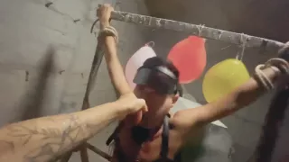 Dominant Girl Mistress Tied Bondage Guy In Basement Sucked And Fucked His Mouth With Dildo Femdom teens 18+