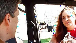 Freckled Redhead College Girl Pickup and talk to Fuck by Big Dick old Men