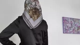 2 Elegant Silk Headscarves Worn with and Without Glasses