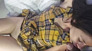 Student fucks her best friend's stepbrother - The boy does it for the first time