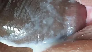 Big fat pussy white girl gets lots of cum in creamy wet pussy - hot sex - asshole closeup - cock cumming - don't cum inside me