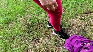 Naked tit slapping near by the river