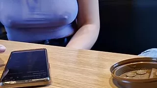 I flash my natural breasts in public at a McDonald's restaurant