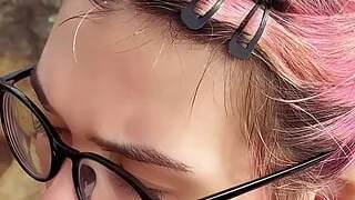 Crazy mountain summit blowjob with a mouth cumshot