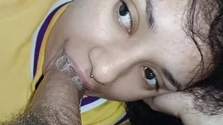 POV greedy and horny little mouth swallowing the pervert's hard cock