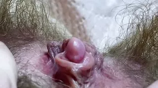 Extreme Closeup Weird Huge Clit Orgasm pov hairy pussy