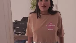 Cheating girl fucks her neighbor when her husband leaves her alone