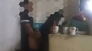 Maid fucked in the kitchen (almost discovered by my wife)