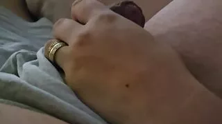 Step mom pulled out dick from step son dick and handjob him good