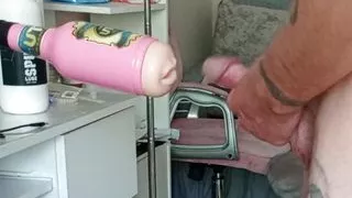 son-in-law masturbates dick with a sex machine and cums