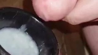 Extreme Closeup Huge Thick Load of Cum Edged Out Into Cup and Swallowed