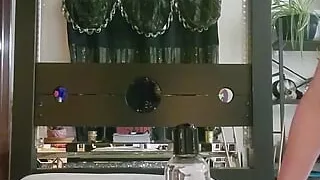 Sissy Strips out of velvet dress