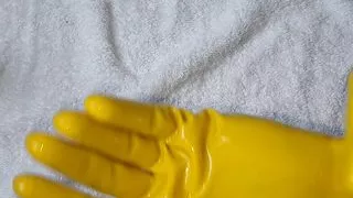 Rex and Yellow Latex Gloves