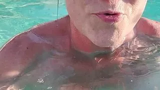 Swimming naked in the pool, couldn't finish! Dropped my phone in the water!