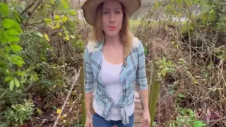Curvy Blonde Sucks Cock With A Countryside View