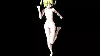 Hatsune Miku Nude Dance Popipo Song Hentai Vocaloid Vibrator and Anal Beads Mmd 3D Blonde Hair Color Edit Smixix