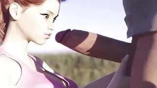 Cheating wife on the way to the country is fucked on top of car by a stranger hentai anime