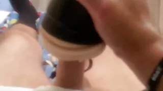 JockDad87 Shoots a Load of Cum With His Pussy Toy