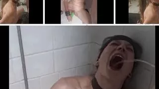 The little cunt has to suck nicely as a thank you she is pissed all over while she has to do it herself