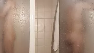 Gay friends shower after fucking