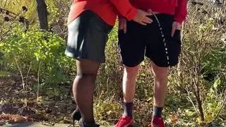 Mother-in-law loves holding my dick outside when I pee