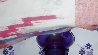 Indian boy masterbate with bottle and cum inside when on one has at home