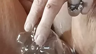 Ahe Has Nothing to Fuck so She Shovels Anthing She Can a Bottle Was at Her Side Watch This Bitch Shove It Inside