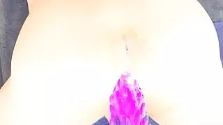 Sloppy and loud first ride on a new spiked dildo!