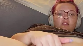 playing with my clit on the couch