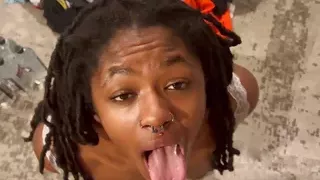 Petite Barely Legal Black Girl Gives Crazy Blowjob