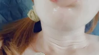 Cumshot in Mouth. Sperm for Babe Girl