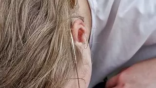 Innocent teen blows her caregiver's cock at the campfire