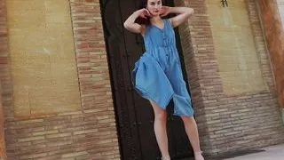 My stepfather is passionate about recording me at the entrance of our house and I fulfill his wishes by masturbating for him