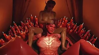 Human Stuck in Demon Realm and Fucked by Demon King and Her Wife