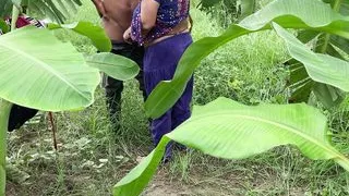 I see my aunty going towards the banana plantation, I followed her and hugged her and started fucking her in the plantation.