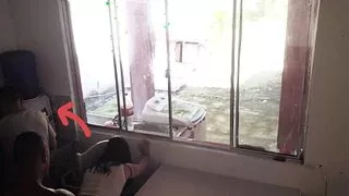 Cuckold with hearing problems washes the dishes while his wife has sex with a black guy in secret