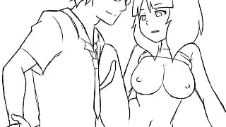 Anime girl and the boy is fucking out of curiocity