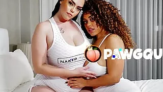 PAWGQueen Interracial Lesbians Twerking and Strap-on Fucking